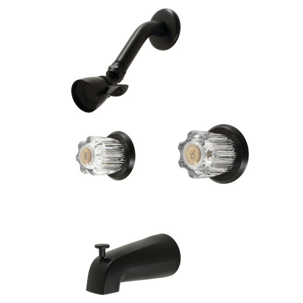 Kingston Brass Two-Handle Tub and Shower Faucet, Matte Black KB141MB